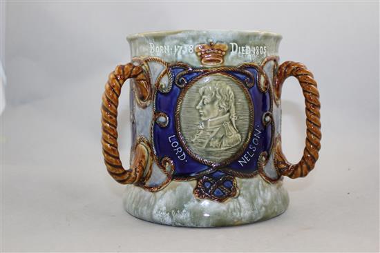 A Royal Doulton stoneware Lord Nelson three handled tyg, c.1905, 16.5cm